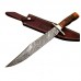 Dmascus handmade bowie knife with free leather sheath